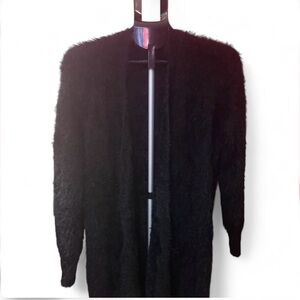 bebe Black Fuzzy Open Front Cardigan Sweater Coat | M/L | Cozy Luxe